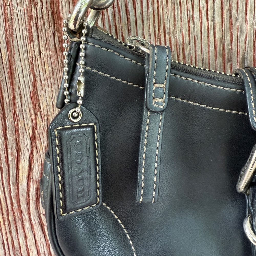 Coach Hamptons Leather Buckle Shoulder Hobo Bag “Barbie Bag” 7542 RARE Black - Picture 7 of 7